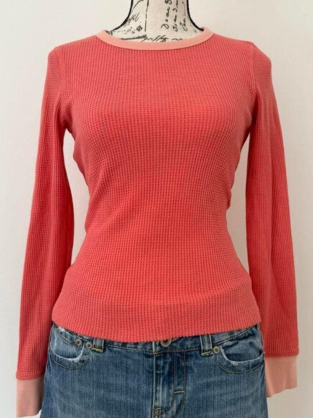 y2k vintage american eagle waffle knit long sleeve top